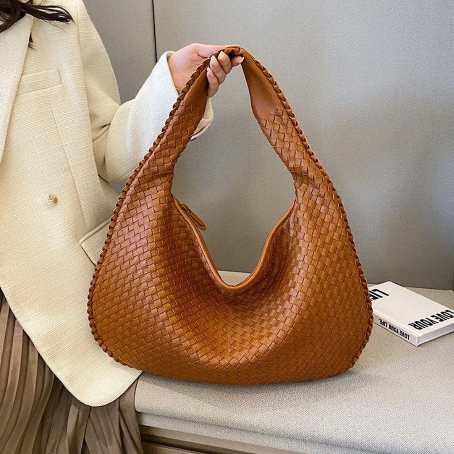 Gevlochten Leren Hobo Tas